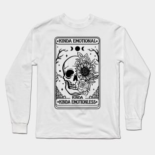 Kinda Emotional Kinda Emotionless Shirt, Skeleton Tarot Card Shirt, Tarot flower skull shirt, Flower Skull Shirt, Tarot Card Lover Shirt, Skeleton Long Sleeve T-Shirt